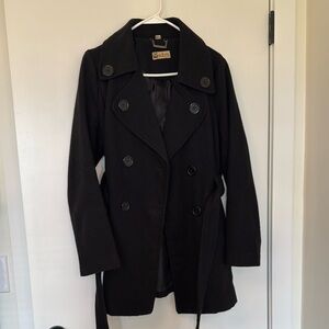 Women's Black Belted Coat